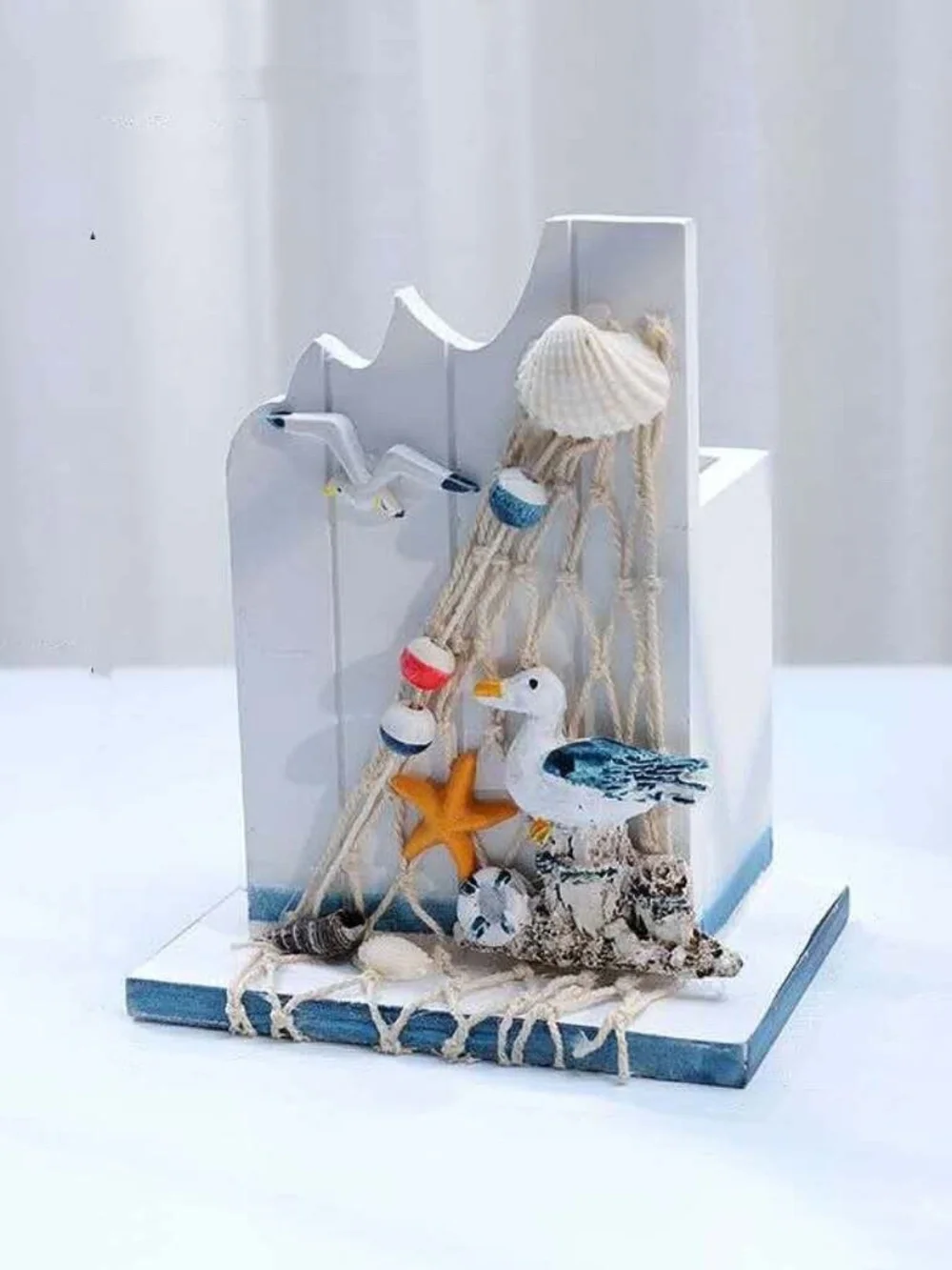 Wooden Pen holder Nautical Theme Nautical Desk Decor Organizer Mediterranean